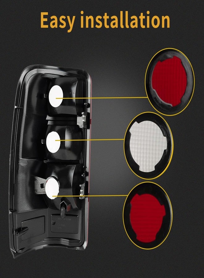 MiKaFex Tail Light Housing Compatible With 2000-2006 Chevy Tahoe Suburban 1500 2500 GMC Yukon Driver and Passenger Side Three-color Black Border Rear Brake Lamps Rear Brake Lamps - Image 5